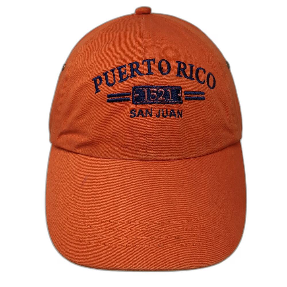 Anvil Baseball Cap Orange One Size Slideback Puerto Rico San Juan Cotton Hat